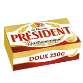 Beurre doux PRÉSIDENT, 82%, plaquette de 250g