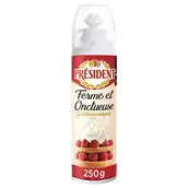 Crème légère UHT sous pression PRÉSIDENT, 28%MG, aérosol de 250g