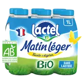 Lait sans lactose 1,2% mg MATIN LEGER LACTEL UHT bouteille 6x1L