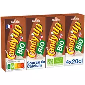 Boisson lactée UHT arômatisé chocolat bio CANDY'UP, 4x20cl