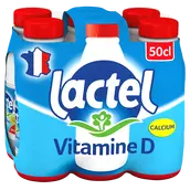 Lait entier Vitamine D LACTEL - 6x50cl