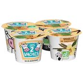 Yaourt vanille bio brassé LES 2 VACHES - 4x115g