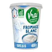 Fromage blanc de brebis au lait pasteurisé BIO VRAI, pot de 400g