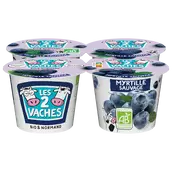 Yaourt aux fruits bio myrtille LES 2 VACHES - 4x115g