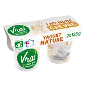 Yaourt nature au lait de chèvre bio VRAI, pack de 125g
