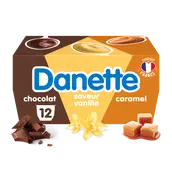 Crème dessert chocolat caramel vanille DANETTE - 12x115g