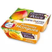 Dessert fruitier Pomme Mangue Sans Sucres Ajoutés CHARLES & ALICE -4 pots de 100g