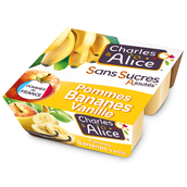 Dessert fruitier Pomme Banane Sans Sucres Ajoutés CHARLES & ALICE -4 pots de 100g