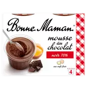 Mousse au chocolat noir intense aux oeufs frais BONNE MAMAN - 4 potsde 50g