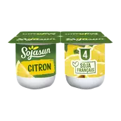 Spécialité au soja fermentée sucrée aux fruits enrichie en calcium citron SOJASUN, 4x100g
