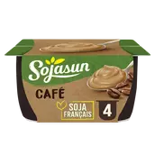 Dessert au soja au café enrichi en calcium SOJASUN, 4 unités de 100g