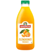 Jus réfrigéré de clémentine 100% Pur Jus réfrigéré sans sucres ajoutésANDROS - Bouteillede 1l