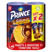 Biscuits fourrés au chocolat au blé complet PRINCE, 2 paquets de 300g