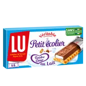 Biscuits barre nappés de chocolat au lait tendre coeur Petit Ecolier LU - Paquet de120g