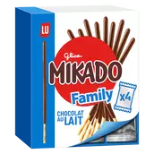 Biscuits nappés au chocolat au lait Mikado Family LU, paquet de 300g