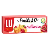 Biscuits gaufrettes fourrées framboises La Paille d'Or LU, paquet de 170g