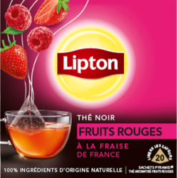 Thé nr fruits rouges à la fraise de France LIPTON, x20 sachets pyramides, 30g