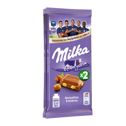 Chocolat au lait et noisettes MILKA - 2 tablettes de 100g