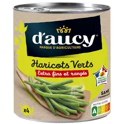 Haricots verts extra-fins D'AUCY - Boîte de 440g net égoutté