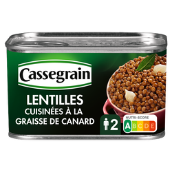 Lentilles cuisinées graisse de canard et oignon grelots CASSEGRAIN - Boîte 410g