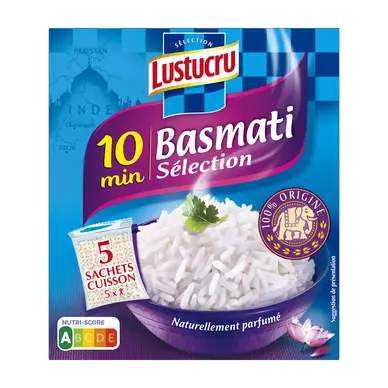 Riz basmati LUSTUCRU sachets cuisson, 5X90g soit 450g