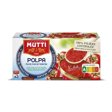 Polpa tomates concassées fines MUTTI, 3 boîtes de 400g