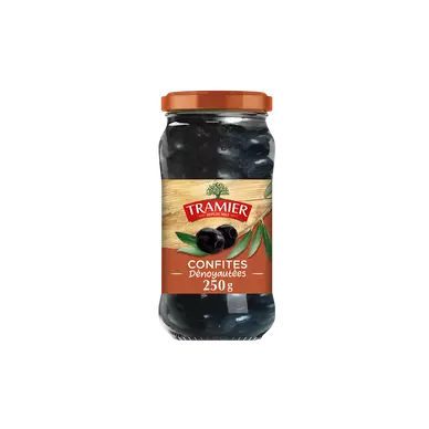 Olives noires confites sans saumure dénoyautées TRAMIER, bocal de 37cl