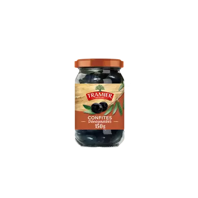 Olives noires confites denoyautées sans saumure TRAMIER, 150g