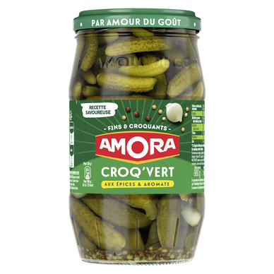 Cornichons fins Croq'Vert AMORA, bocal de 540g