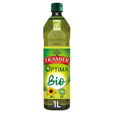 Huile optima olive + tournesol bio TRAMIER, bouteille de 1 litre