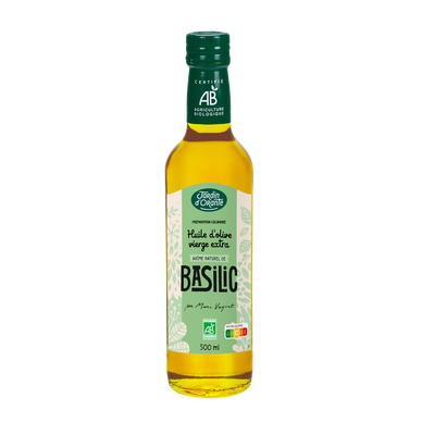 Huile olive vierge extra Bio arôme naturel basilic J.ORANTE, Bouteille50cL