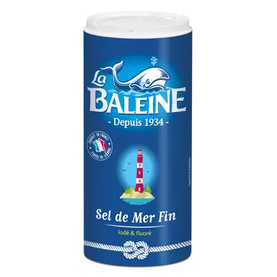 Sel fin iodé et fluoré LA BALEINE, boîte verseuse de 600g
