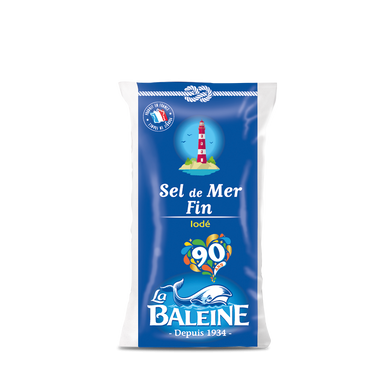 Sel fin iodé LA BALEINE, sachet de 500g