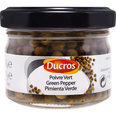 Poivre vert en saumure DUCROS, pot en verre 35g