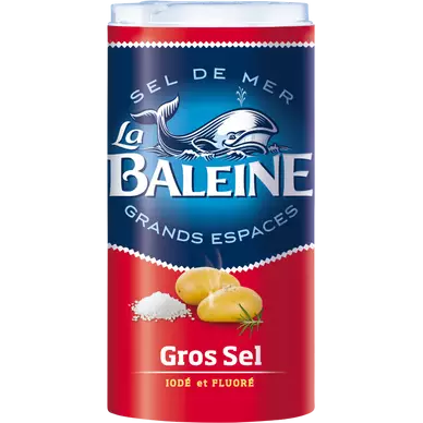 Gros sel de mer iodé et fluoré LA BALEINE, boîte verseuse de 500g