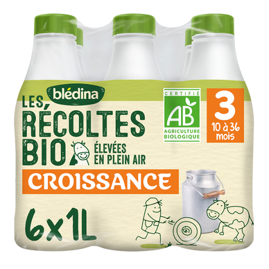 BLEDINA LES RECOLTES BIO - Lait de croissance, dès 12 mois - 6x1l