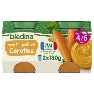 BLEDINA - Carottes, de 4 à 6 mois - 2x130g