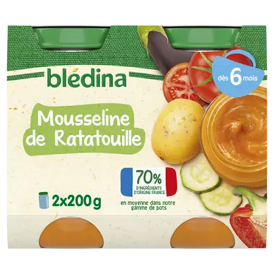BLEDINA BLEDICHEF - Mousseline de Ratatouille, dès 6 mois - 2x200g