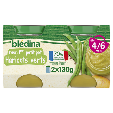 BLEDINA - Haricots verts, de 4 à 6 mois - 2x130g