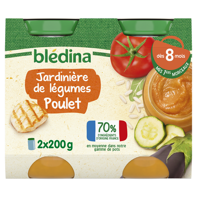 BLEDINA BLEDICHEF - Jardinière de légumes Poulet, dès 8 mois - 2x200g