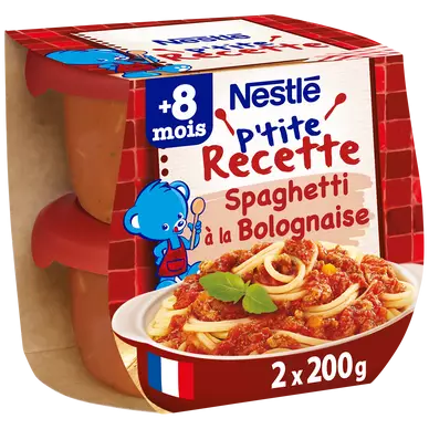 NESTLE P'TIT SOUPER - Spaghetti bolognaise, dès 8 mois - 2x200g