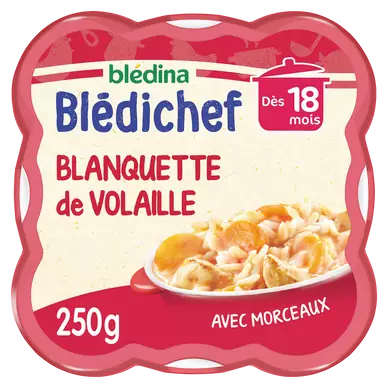BLEDINA BLEDICHEF - Plat bébé du midi Blanquette de volaille avec morceaux, dès 18 mois - 250g