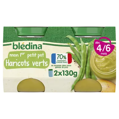 BLEDINA - Haricots verts, de 4 à 6 mois - 2x130g