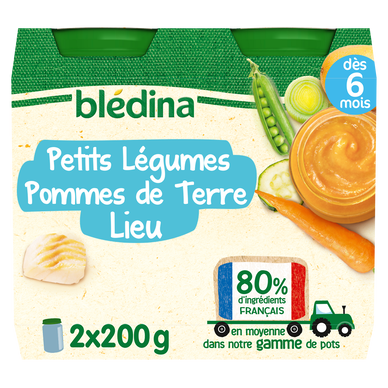 BLEDINA - Petits légumes pommes de terre colin lieu, dès 6 mois - 2x200g