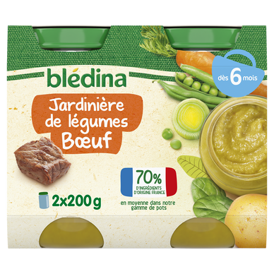 BLEDINA BLEDICHEF - Jardinière de légumes Boeuf, dès 6 mois - 2x200g