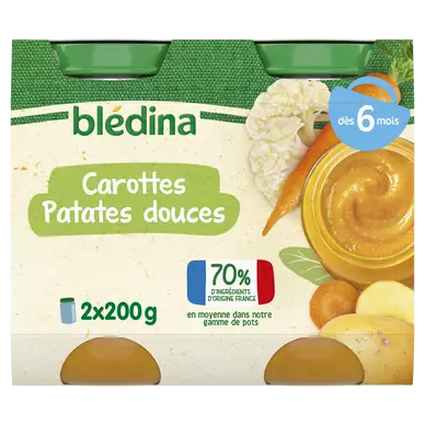 BLEDINA BLEDINE - Carottes Patates douces, dès 6 mois - 2x200g