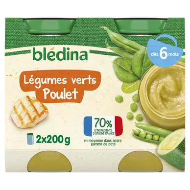 BLEDINA - Légumes verts Poulet, dès 6 mois - 2x200g