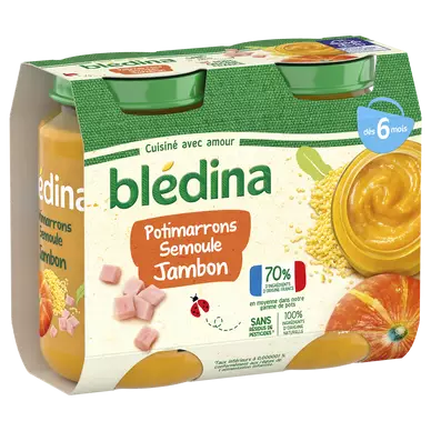 BLEDINA BLEDICHEF - Potimarrons Semoule Jambon, dès 6 mois - 2x200g