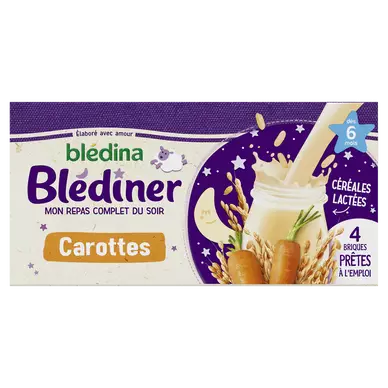 BLEDINA BLEDINER - Mon repas complet du soir Carottes, dès 6 mois - 4x250ml