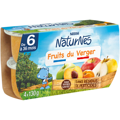 NESTLE NATURNES - Fruits du verger, dès 6 mois - 4x130g